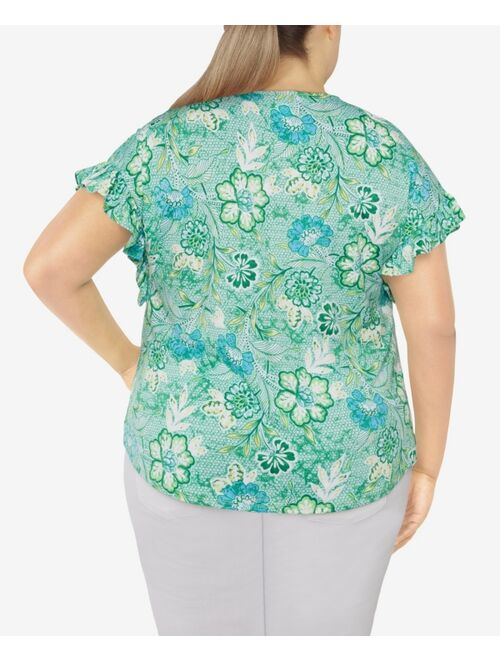 RUBY RD. Plus Size Knit Floral Puff Print Top