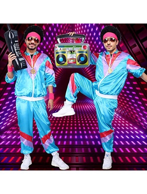Buy Kicpot 80s Tracksuit Outfit for Men Women Retro Jacket Shell Hip Hop  Windbreaker Mens 80s Costumes Halloween Party online