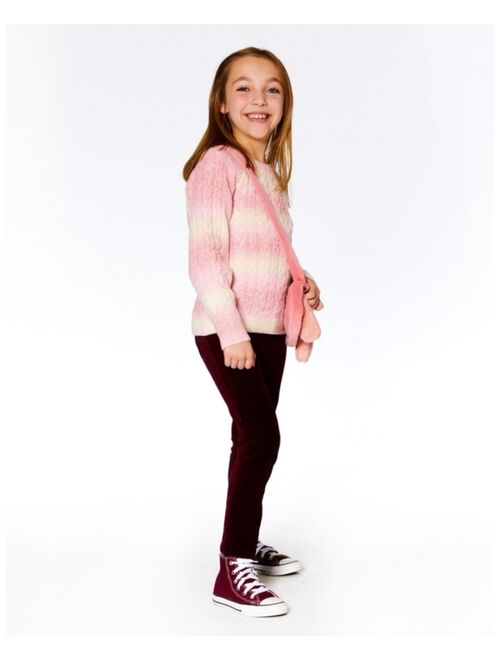 DEUX PAR DEUX Girl Pink Gradient Knitted Cable Sweater - Child