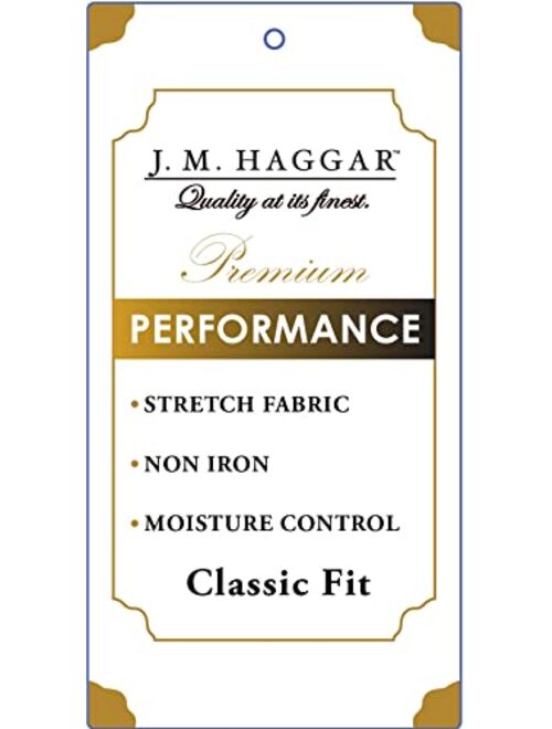 J.M. Haggar Men's Performance Long Sleeve Classic Fit Button Down Dress Shirt