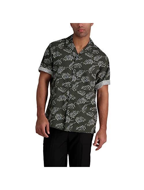 Haggar Men's Short Sleeve Printed Stretch Camp Shirt