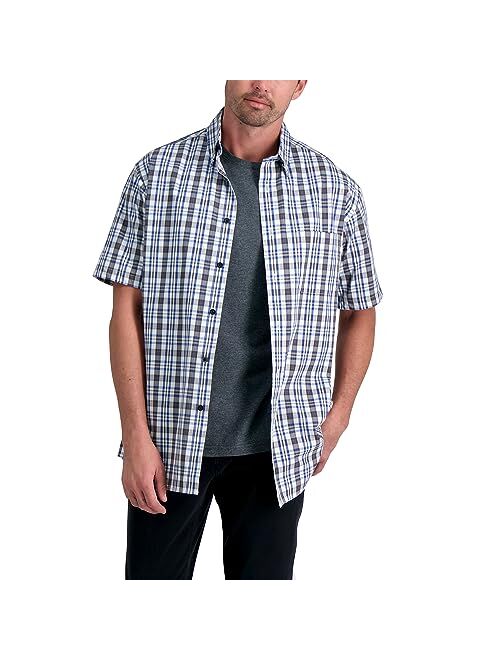 Haggar Men's Short Sleeve Button Down Woven Print Shirts