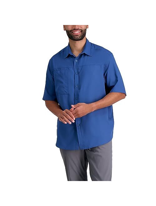 Haggar Men's Short Sleeve Solid Dobby Shirt