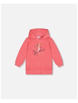 Girl Super Soft Brushed Heavy Jersey Long Sleeve Hooded Tunic Coral - Child