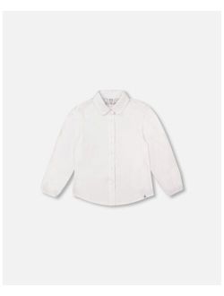 Girl Long Sleeve Flowing Shirt White - Child