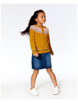 Girl Icelandic Knitted Cardigan Yellow Ochre - Child