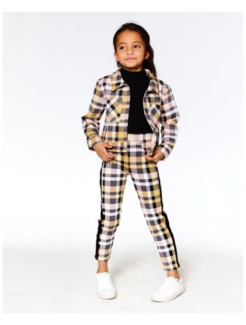 DEUX PAR DEUX Girl Milano Blazer Jacket Pink Stylish Plaid - Child