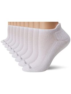 Women's Soft and Breathable Cushioned No Show Socks-Moisture-Wicking-with Back Tab, White-9 Pair Pack, 4-10