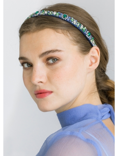 Jennifer Behr Mira crystal-embellished silk headband