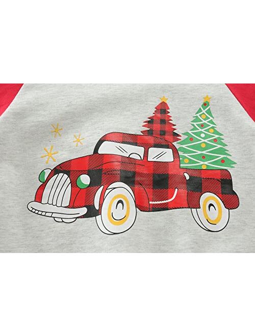 Little Hand Toddler Boys Christmas Tree Sweatshirts Kids Xmas Car Pullover Shirts Crew Neck Tops Tees 2-7 Years