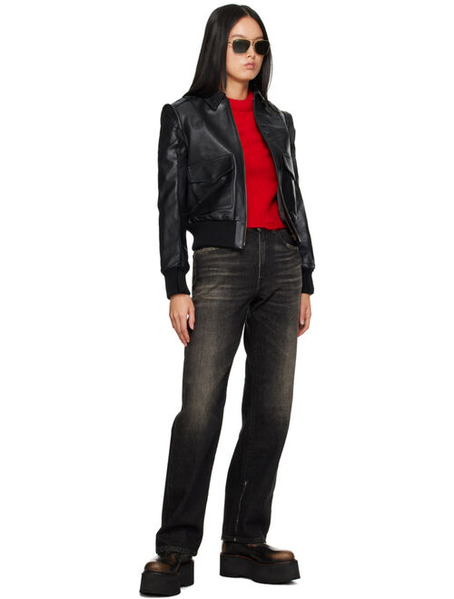 R13 Black Alice Straight Jeans