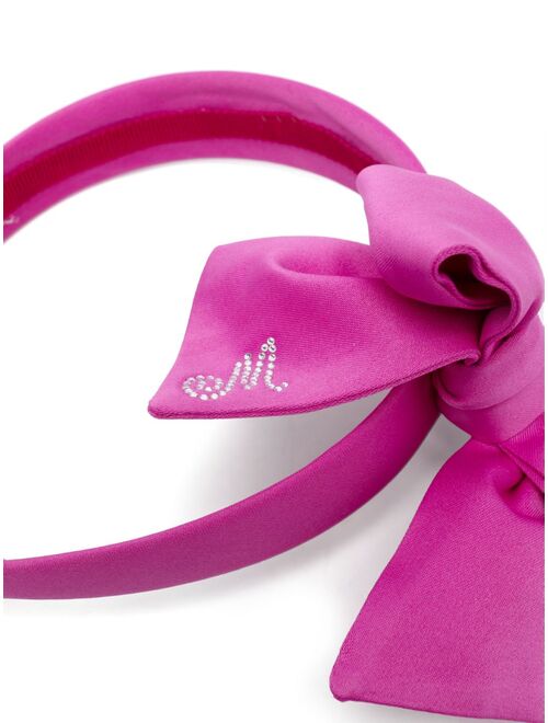 Monnalisa rhinestone-logo bow-detailed headband