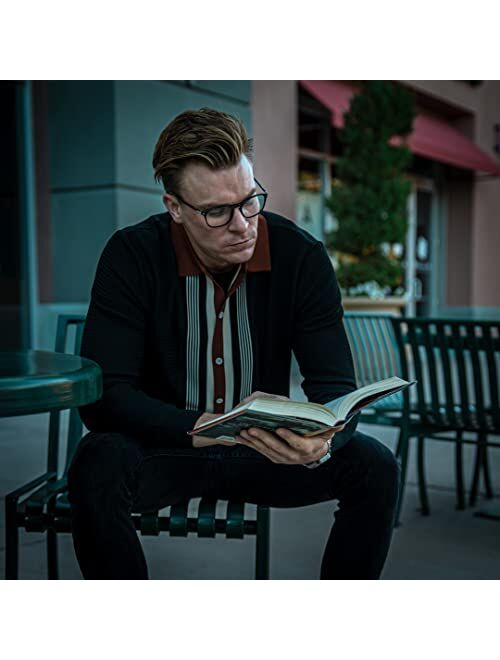 PJ Paul Jones Mens Long Sleeve Button Down Knitted Cardigan Sweaters Stripe Polo Shirts