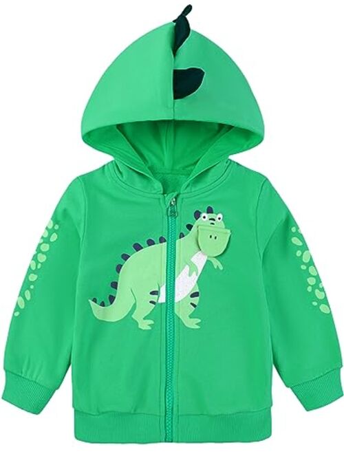 DDSOL Boy Zip-up Jacket Toddler Zipper Hoodie Hooded Sweatshirt Light Winter Fall Outwear 2t-7t