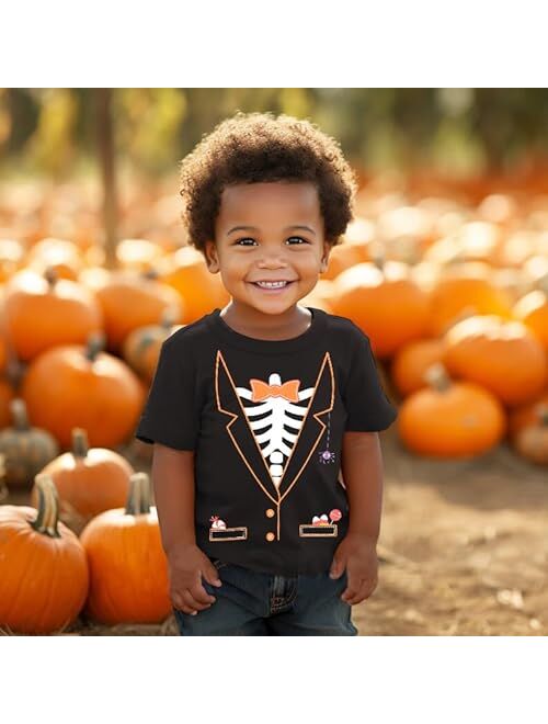 Ddsol Toddler Boy Glow in Dark T-Shirt Short Sleeve Kids Pumpkin Halloween Baby Tops for 2-7T