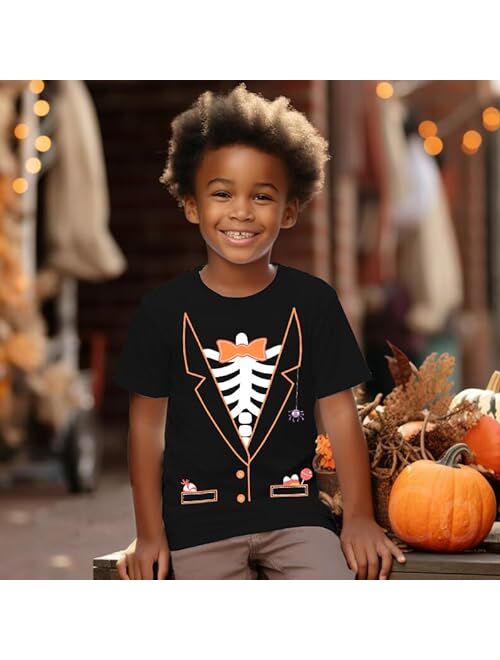 Ddsol Toddler Boy Glow in Dark T-Shirt Short Sleeve Kids Pumpkin Halloween Baby Tops for 2-7T