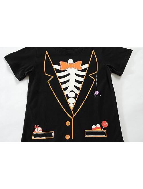 Ddsol Toddler Boy Glow in Dark T-Shirt Short Sleeve Kids Pumpkin Halloween Baby Tops for 2-7T