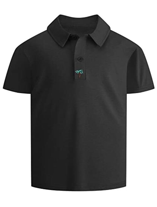 Dekomere Boy Polo Short Sleeve Shirt Moisture Wicking Performance School Uniforms