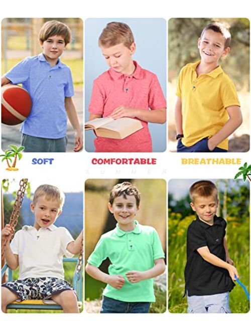 Dekomere Boy Polo Short Sleeve Shirt Moisture Wicking Performance School Uniforms