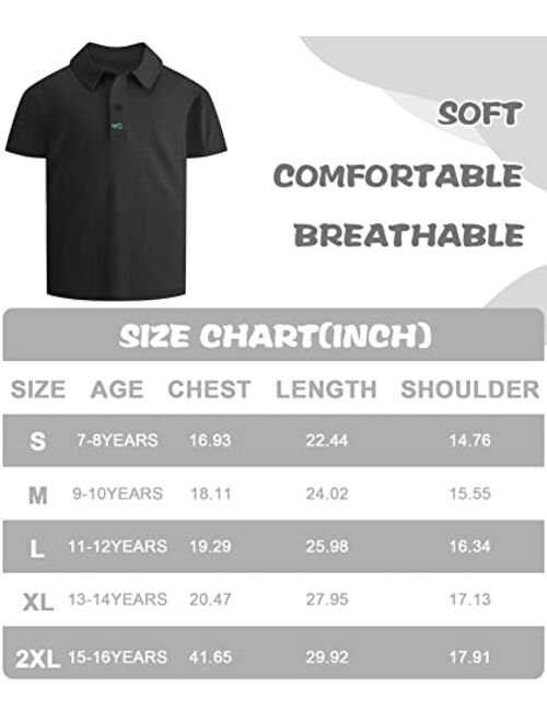 Dekomere Boy Polo Short Sleeve Shirt Moisture Wicking Performance School Uniforms