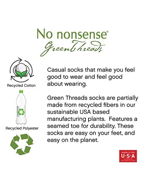 No nonsense womens Green Threads No Show Cushioned Liner Sock, 12 Pair Pack