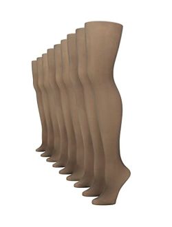 Women's Plus Control Top Pantyhose with Sheer Toe, Off Black-9 Pair Pack