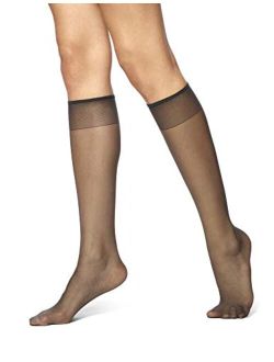 Women's Knee High Pantyhose with Sheer Toe 2-Pack