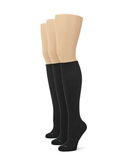 womens Feel Good Compression Knee High Sock, 3 Pair Pack Casual Sock, Black, 4 10 US
