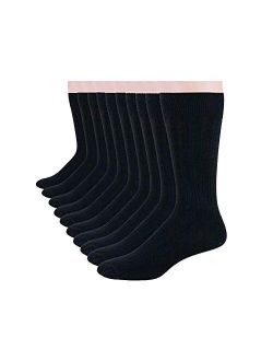 Mens Cotton Ribbed - 10 Pair Pack Dress Socks, Black, 6-12 US