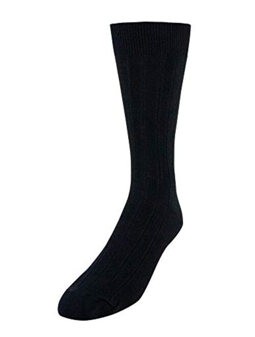 No Nonsense Mens Cotton Ribbed - 10 Pair Pack Dress Socks, Black, 6-12 US