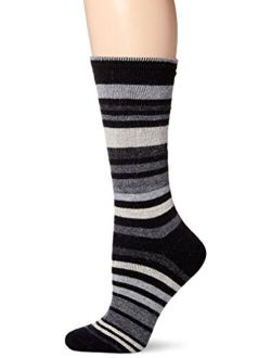 Women's Flat Knit Wool Stripe Boot Sock