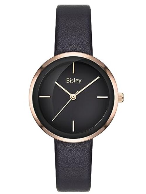 Bisley Women's Wrist Watches Leather Band Waterproof Analog Watch for Ladies Female