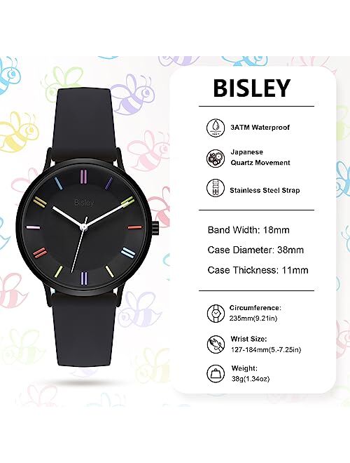 Bisley Rainbow Watch Silicone Band Sport Waterproof Wrist Watch for Girl Lady
