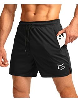Men's Running Shorts with Zipper Pockets Quick Dry Gym Athletic Workout 5" Shorts for Men