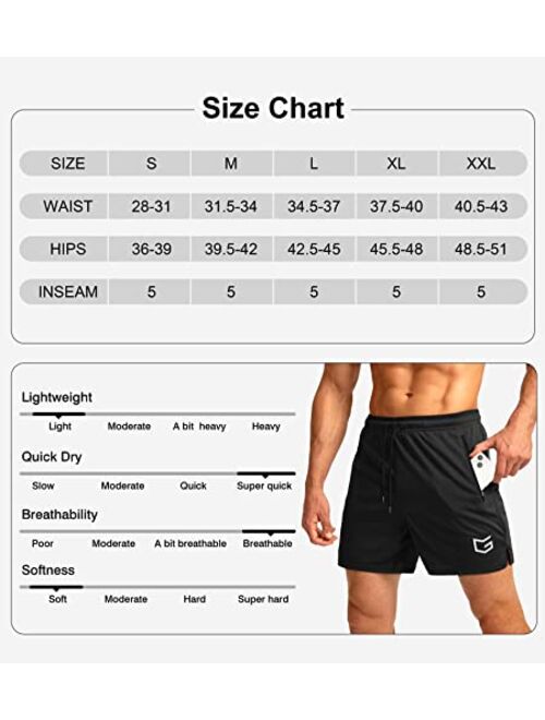 G Gradual Men's Running Shorts with Zipper Pockets Quick Dry Gym Athletic Workout 5" Shorts for Men