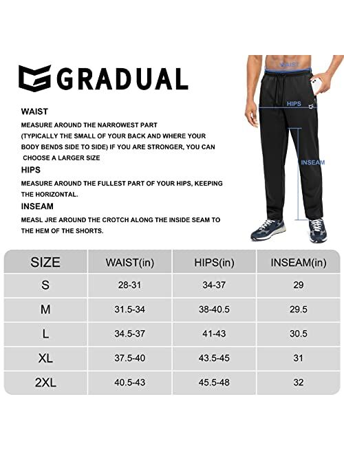 G Gradual Men's Sweatpants with Zipper Pockets Open Bottom Athletic Pants for Men Workout, Jogging, Running, Lounge