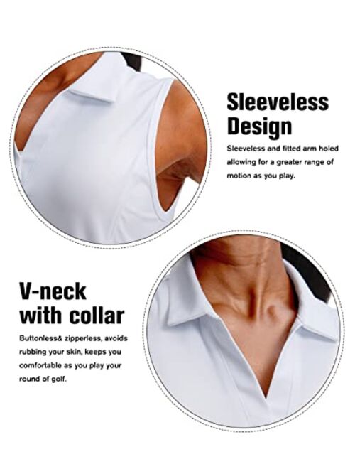 G Gradual Women's Sleeveless Golf Polo Shirts Tennis Quick Dry Collared Tank Tops V-Neck Polos for Women