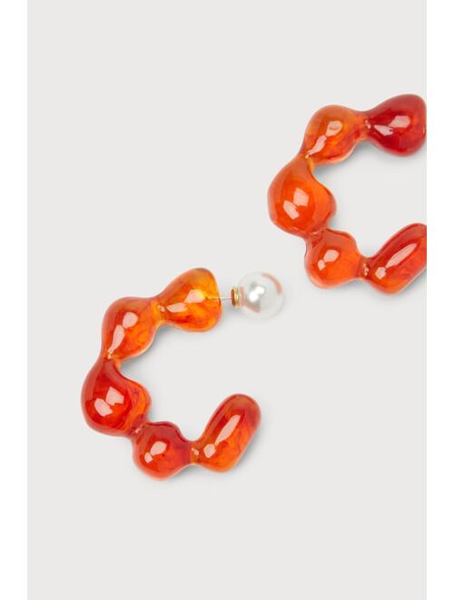 Lulus Perfect Instinct Clear Orange Acetate Statement Hoop Earrings
