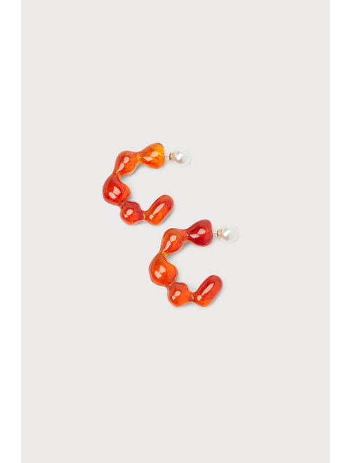 Lulus Perfect Instinct Clear Orange Acetate Statement Hoop Earrings