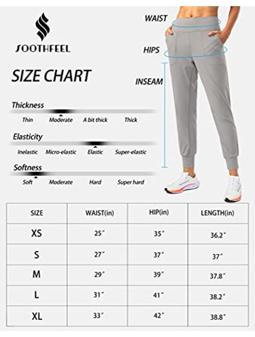 Soothfeel Women's Joggers with Zipper Pockets High Waisted Athletic Workout Yoga Pants Joggers for Women