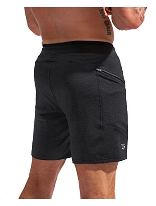 G Gradual Men's 7" Athletic Gym Shorts Quick Dry Workout Running Shorts with Zipper Pockets