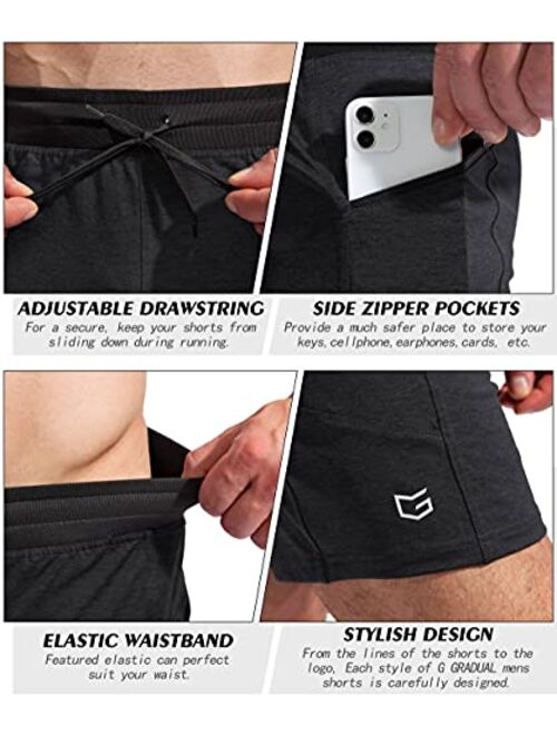 G Gradual Men's 7" Athletic Gym Shorts Quick Dry Workout Running Shorts with Zipper Pockets