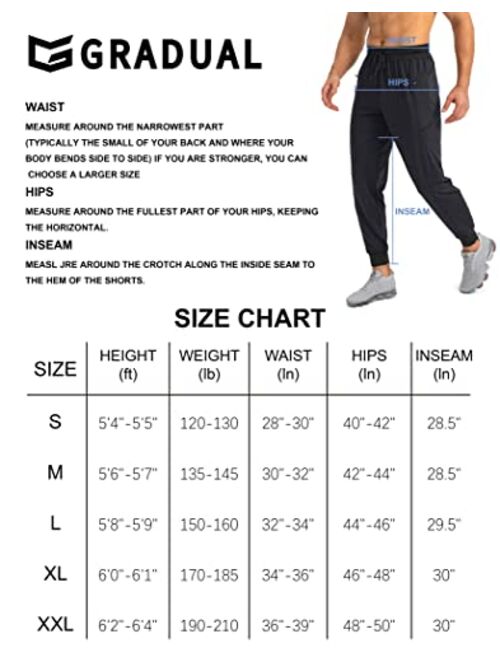 G Gradual Men's Jogger Pants with Zipper Pockets Slim Joggers for Men Athletic Sweatpants for Workout, Jogging, Running
