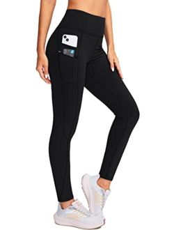 Women's Fleece Lined Winter Leggings with Pockets Water Resistant High Waisted Thermal Warm Pants Running Hiking