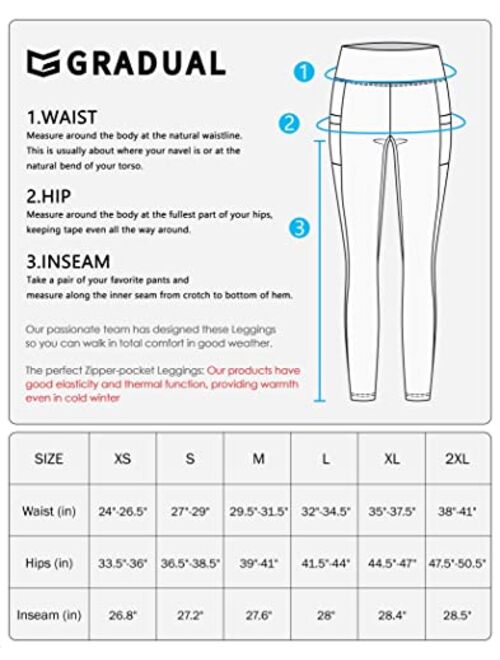 G Gradual Women's Fleece Lined Winter Leggings with Pockets Water Resistant High Waisted Thermal Warm Pants Running Hiking