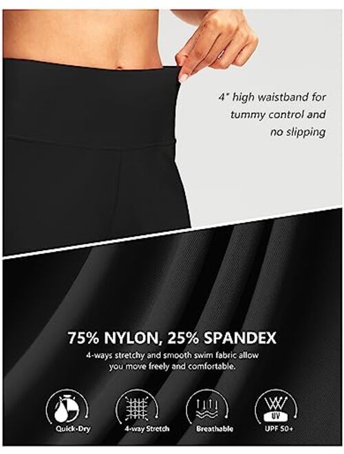 G Gradual Women's 7" Long Swim Board Shorts High Waisted Quick Dry Beach Swimming Shorts for Women with Liner Pockets
