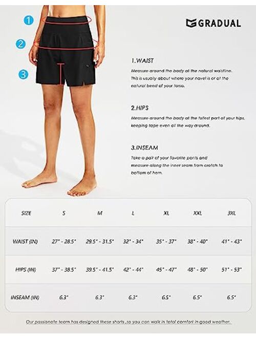 G Gradual Women's 7" Long Swim Board Shorts High Waisted Quick Dry Beach Swimming Shorts for Women with Liner Pockets