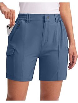 Women's Hiking Golf Cargo Shorts 5" with 7 Pockets Quick Dry Light Weight Outdoor Summer Shorts for Women