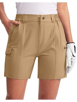 Women's Hiking Golf Cargo Shorts 5" with 7 Pockets Quick Dry Light Weight Outdoor Summer Shorts for Women
