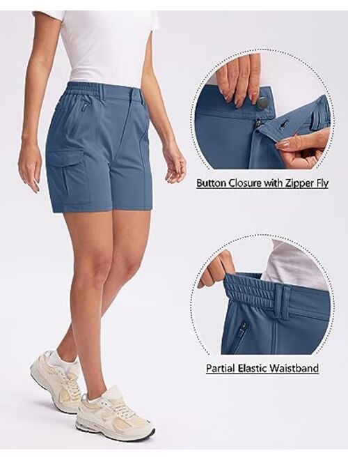 G Gradual Women's Hiking Golf Cargo Shorts 5" with 7 Pockets Quick Dry Light Weight Outdoor Summer Shorts for Women